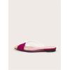 imageOYOANGLE Womens Metallic Transparent PVC Pointed Toe Flat Shoes Slip On Casual Outdoor Flat MulesRed Violet