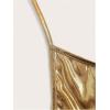 imageOYOANGLE Womens Metallic Twist Front Halter Tops Deep V Neck Backless Wrap Crop Cami TopGold