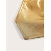 imageOYOANGLE Womens Metallic Twist Front Halter Tops Deep V Neck Backless Wrap Crop Cami TopGold