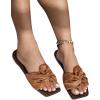 imageOYOANGLE Womens Metallic Twist Front Open Toe Flat Sandals Fashion Slide SandalsBrown