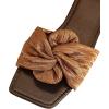 imageOYOANGLE Womens Metallic Twist Front Open Toe Flat Sandals Fashion Slide SandalsBrown
