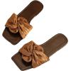 imageOYOANGLE Womens Metallic Twist Front Open Toe Flat Sandals Fashion Slide SandalsBrown
