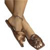 imageOYOANGLE Womens Metallic Twist Front Open Toe Flat Sandals Fashion Slide SandalsChocolate Brown