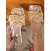 imageOYOANGLE Womens Metallic Twist Front Open Toe Flat Sandals Fashion Slide SandalsGold