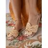 imageOYOANGLE Womens Metallic Twist Front Open Toe Flat Sandals Fashion Slide SandalsGold