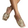 imageOYOANGLE Womens Metallic Twist Front Open Toe Flat Sandals Fashion Slide SandalsGold Solid