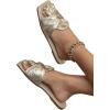 imageOYOANGLE Womens Metallic Twist Front Open Toe Flat Sandals Fashion Slide SandalsGold Solid