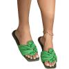 imageOYOANGLE Womens Metallic Twist Front Open Toe Flat Sandals Fashion Slide SandalsGreen