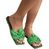 imageOYOANGLE Womens Metallic Twist Front Open Toe Flat Sandals Fashion Slide SandalsGreen