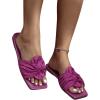 imageOYOANGLE Womens Metallic Twist Front Open Toe Flat Sandals Fashion Slide SandalsPurple