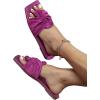 imageOYOANGLE Womens Metallic Twist Front Open Toe Flat Sandals Fashion Slide SandalsPurple
