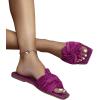 imageOYOANGLE Womens Metallic Twist Front Open Toe Flat Sandals Fashion Slide SandalsPurple