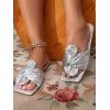imageOYOANGLE Womens Metallic Twist Front Open Toe Flat Sandals Fashion Slide SandalsSilver