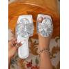 imageOYOANGLE Womens Metallic Twist Front Open Toe Flat Sandals Fashion Slide SandalsSilver