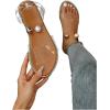 imageOYOANGLE Womens Pearl Decor Clear Straps Open Toe Flat Sandals Leather Outdoor Beach SandalsApricot
