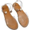 imageOYOANGLE Womens Pearl Decor Clear Straps Open Toe Flat Sandals Leather Outdoor Beach SandalsApricot