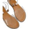 imageOYOANGLE Womens Pearl Decor Clear Straps Open Toe Flat Sandals Leather Outdoor Beach SandalsApricot