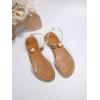 imageOYOANGLE Womens Pearl Decor Clear Straps Open Toe Flat Sandals Leather Outdoor Beach SandalsApricot