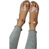 imageOYOANGLE Womens Pearl Decor Clear Straps Open Toe Flat Sandals Leather Outdoor Beach SandalsApricot