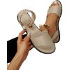 imageOYOANGLE Womens Pearl Decor Clear Straps Open Toe Flat Sandals Leather Outdoor Beach SandalsBeige