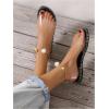imageOYOANGLE Womens Pearl Decor Clear Straps Open Toe Flat Sandals Leather Outdoor Beach SandalsBlack