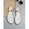 imageOYOANGLE Womens Pearl Decor Clear Straps Open Toe Flat Sandals Leather Outdoor Beach SandalsBright White