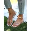 imageOYOANGLE Womens Pearl Decor Clear Straps Open Toe Flat Sandals Leather Outdoor Beach SandalsBright White
