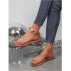 imageOYOANGLE Womens Pearl Decor Clear Straps Open Toe Flat Sandals Leather Outdoor Beach SandalsChampagne