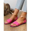 imageOYOANGLE Womens Pearl Decor Clear Straps Open Toe Flat Sandals Leather Outdoor Beach SandalsHot Pink