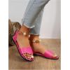 imageOYOANGLE Womens Pearl Decor Clear Straps Open Toe Flat Sandals Leather Outdoor Beach SandalsHot Pink