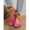 imageOYOANGLE Womens Pearl Decor Clear Straps Open Toe Flat Sandals Leather Outdoor Beach SandalsHot Pink