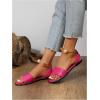 imageOYOANGLE Womens Pearl Decor Clear Straps Open Toe Flat Sandals Leather Outdoor Beach SandalsHot Pink