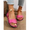 imageOYOANGLE Womens Pearl Decor Clear Straps Open Toe Flat Sandals Leather Outdoor Beach SandalsHot Pink
