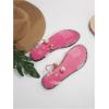 imageOYOANGLE Womens Pearl Decor Clear Straps Open Toe Flat Sandals Leather Outdoor Beach SandalsHot Pink Clear