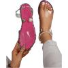 imageOYOANGLE Womens Pearl Decor Clear Straps Open Toe Flat Sandals Leather Outdoor Beach SandalsHot Pink Clear