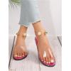 imageOYOANGLE Womens Pearl Decor Clear Straps Open Toe Flat Sandals Leather Outdoor Beach SandalsHot Pink Clear