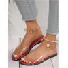 imageOYOANGLE Womens Pearl Decor Clear Straps Open Toe Flat Sandals Leather Outdoor Beach SandalsLight Red