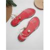 imageOYOANGLE Womens Pearl Decor Clear Straps Open Toe Flat Sandals Leather Outdoor Beach SandalsLight Red