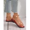 imageOYOANGLE Womens Pearl Decor Clear Straps Open Toe Flat Sandals Leather Outdoor Beach SandalsLight Red