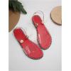 imageOYOANGLE Womens Pearl Decor Clear Straps Open Toe Flat Sandals Leather Outdoor Beach SandalsLight Red