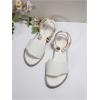 imageOYOANGLE Womens Pearl Decor Clear Straps Open Toe Flat Sandals Leather Outdoor Beach SandalsLight White