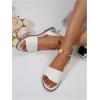 imageOYOANGLE Womens Pearl Decor Clear Straps Open Toe Flat Sandals Leather Outdoor Beach SandalsLight White
