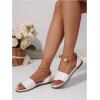 imageOYOANGLE Womens Pearl Decor Clear Straps Open Toe Flat Sandals Leather Outdoor Beach SandalsLight White