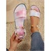 imageOYOANGLE Womens Pearl Decor Clear Straps Open Toe Flat Sandals Leather Outdoor Beach SandalsMulticolor