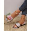 imageOYOANGLE Womens Pearl Decor Clear Straps Open Toe Flat Sandals Leather Outdoor Beach SandalsMulticolor
