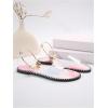 imageOYOANGLE Womens Pearl Decor Clear Straps Open Toe Flat Sandals Leather Outdoor Beach SandalsPink and Blue