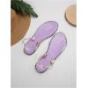 imageOYOANGLE Womens Pearl Decor Clear Straps Open Toe Flat Sandals Leather Outdoor Beach SandalsPurple
