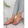 imageOYOANGLE Womens Pearl Decor Clear Straps Open Toe Flat Sandals Leather Outdoor Beach SandalsPurple