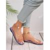imageOYOANGLE Womens Pearl Decor Clear Straps Open Toe Flat Sandals Leather Outdoor Beach SandalsPurple