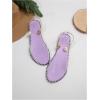 imageOYOANGLE Womens Pearl Decor Clear Straps Open Toe Flat Sandals Leather Outdoor Beach SandalsPurple